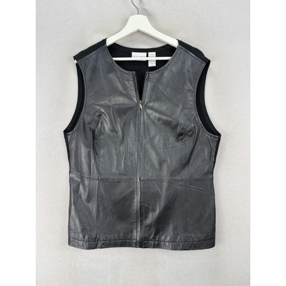Jaclyn Smith 100% Leather Paisley Lined Zip Front Vest Women's Plus Sz‎ 20W Chic